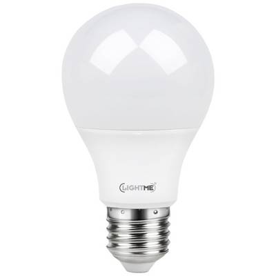 LED-Glühbirne mit Metallgewinde, weißem mattem Glas und Aufdruck 'LIGHTME' auf dem Sockel.