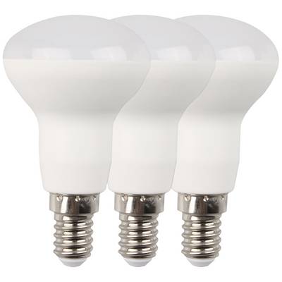 Drei weiße LED-Glühbirnen mit Standard-E27-Schraubsockel, nebeneinander stehend. Energiesparend und langlebig.