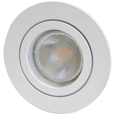 Runder, weißer Deckenstrahler mit integrierter LED-Lampe, geeignet für moderne Innenbeleuchtung.