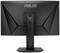 Rückseite eines Asus TUF Gaming Monitors mit einem robusten Standfuß und geometrischem Design, zeigt Markenlogo und Anschlussmöglichkeiten.
