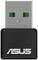 Ein schwarzer, rechteckiger USB-WLAN-Adapter mit 'ASUS'-Logo, bereit zur Verbindung mit einem Computer für kabellosen Internetzugang.