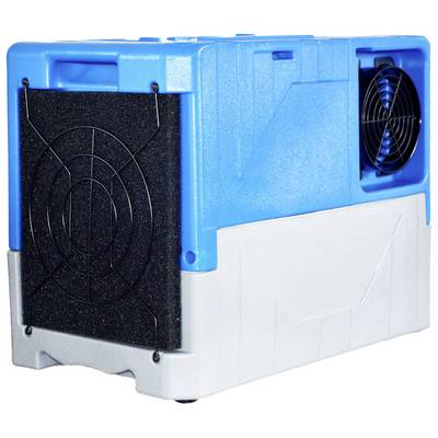 Tragbarer Luftentfeuchter mit blauem Gehäuse und schwarzem Lüftergitter, ideal zur Reduzierung von Luftfeuchtigkeit in geschlossenen Räumen.
