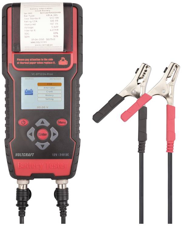 VOLTCRAFT VC-BT12/24-Print Kfz-Batterietester 12 V, 24 V Batterieprüfung 24.3 cm x 11 cm x 5.9 cm