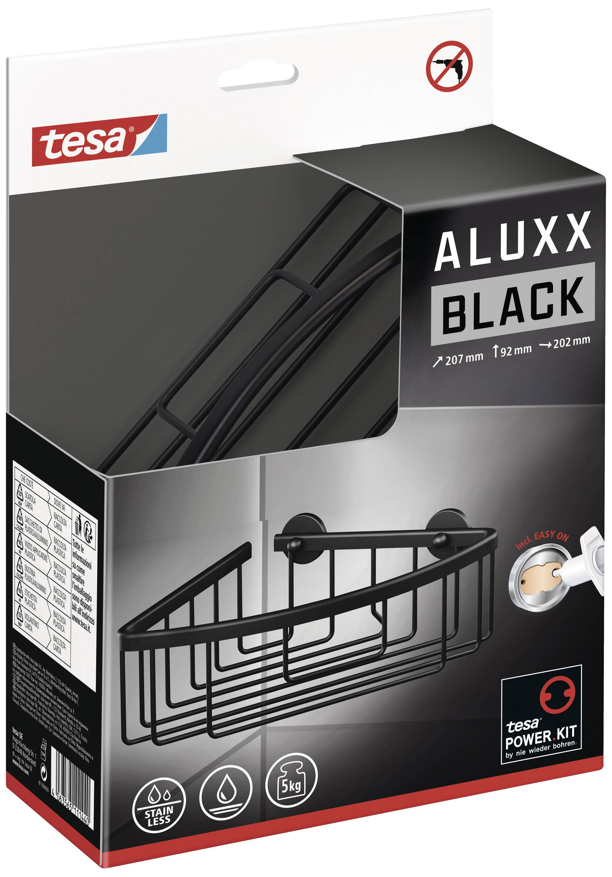 TESA - ALUXX BLACK - Aluminium - Schwarz - Wand-montiert - Duschkorb - 207 mm - 202 mm-3