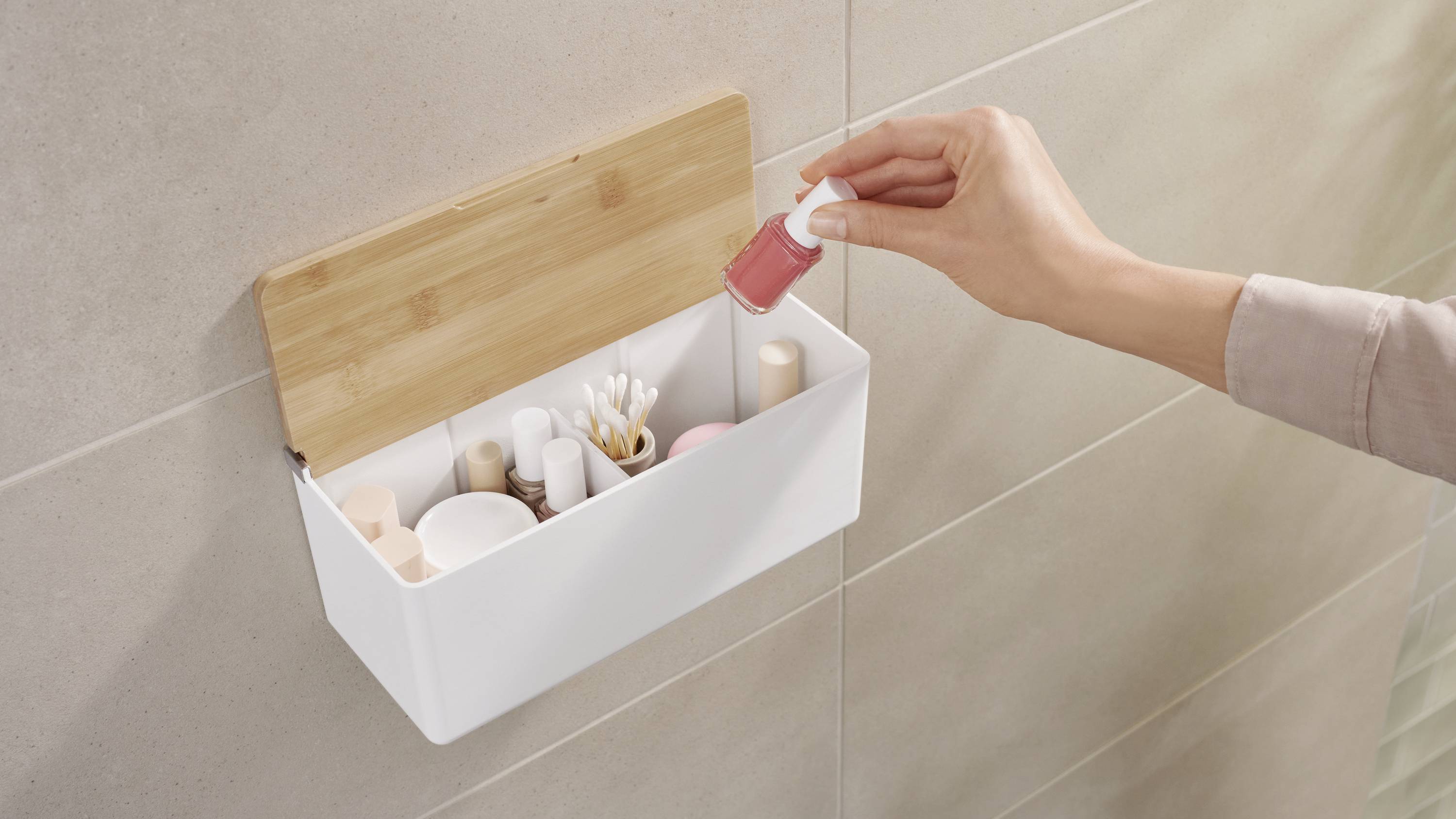 TESA - BABOO - Badezimmer-Organizer - Beige - Weiß - Kunststoff - Vollständig klebend - 3 kg - 242 mm-5