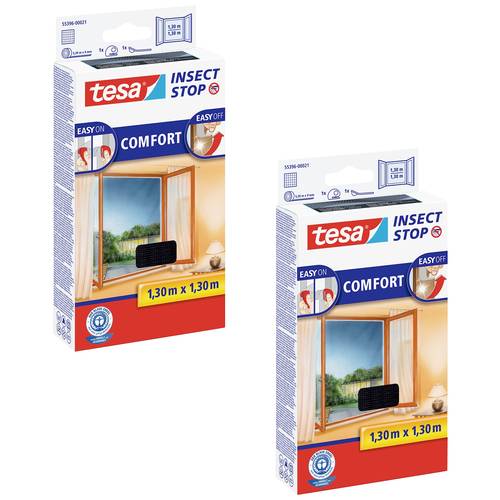 Thumbnail - tesa COMFORT 55396-00500-01 Fliegengitter (B x H) 130 cm x 130 cm Anthrazit 2 St.