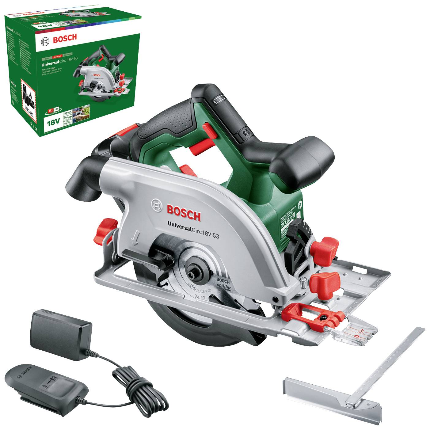 BOSCH Home and Garden UniversalCirc 18V-53 Akku-Handkreissäge-Set Schnitttiefe max. (90°) 53 mm inkl