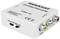 Ein weißer HD-Video-Konverter von Megasat mit HDMI-AV-Anschluss. An der Seite befinden sich USB/Power, NTSC/PAL-Schalter und Audio-Video-Ausgänge.