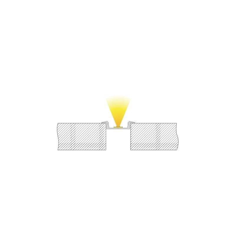 Querschnitt eines mechanischen Teils mit LED-Mittelpunkt. Zeigt Lichtabstrahlung nach oben.
