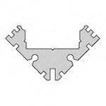 Graue, symmetrische, fraktalartige Form, die an ein stilisiertes geometrisches Objekt erinnert, mit zwei nach außen gerichteten Armen.