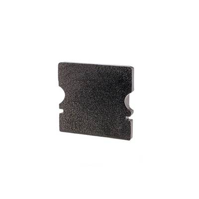 Ein schwarzes, rechteckiges elektronisches Bauteil mit abgerundeten Ecken und einer texturierten Oberfläche.