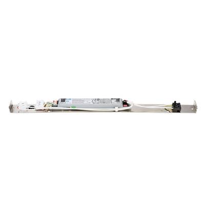 Elektronisches Vorschaltgerät mit Kabeln und Anschlüssen, montiert auf einer Metallplatte. Geeignet für Leuchtstoff- oder LED-Lampen.