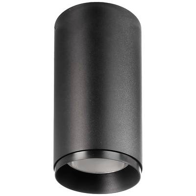 Schwarze zylindrische Deckenleuchte mit schlichtem Design.