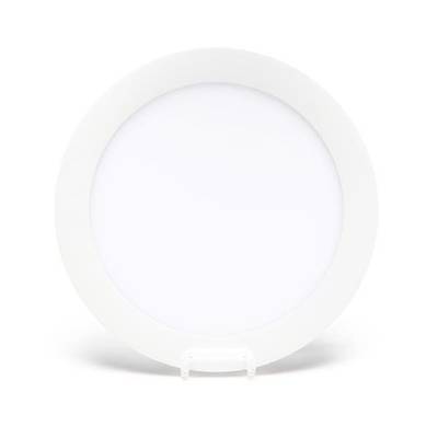 Runde, weiße LED-Leuchte mit schlichtem Design, geeignet für moderne Inneneinrichtungen.