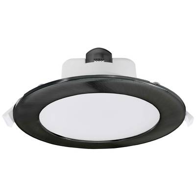 Runde LED-Deckenleuchte mit schwarzem Rahmen und weißer Abdeckung, geeignet für moderne Innenraumbeleuchtung.