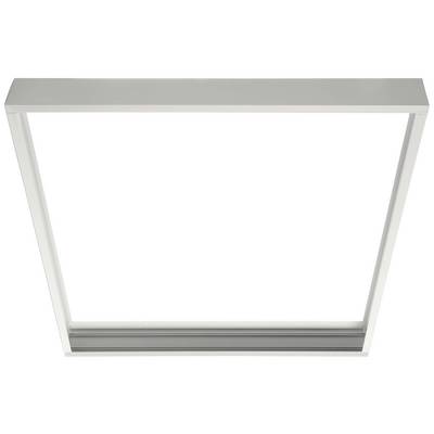 Ein quadratischer LED-Panelschirm mit silbernem Rahmen und weißer Leuchtfläche, geeignet zur Deckenmontage in Büros und Wohnräumen.
