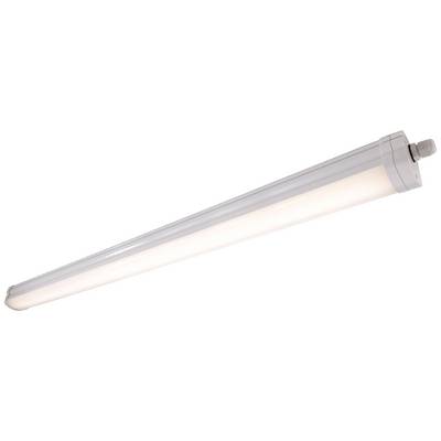 Eine lange, weiße LED-Leuchtstofflampe mit rechteckiger Form und abgerundeten Enden, geeignet zur Deckenmontage in Innenräumen.