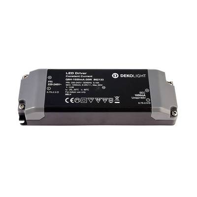 'LED-Treiber von DEKOLIGHT, Modell QH-1050mA-30W. Eingang: 220-240V, Ausgang: 1050mA, Max 30W. Nutzung nur für den Innenbereich.'