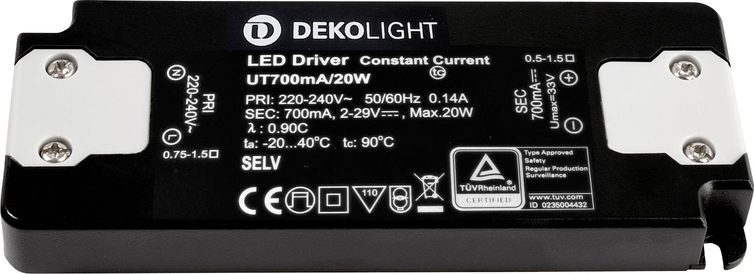 Deko Light FLAT, CC, UT LED-Treiber Konstantstrom 20 W 0.70 A 2 - 29 V/DC 1 St.
