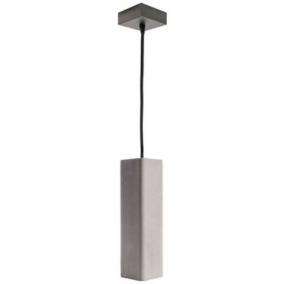Grauer, rechteckiger, hängender Betonlampenschirm mit schwarzem Kabel. Moderner, minimalistischer Stil.