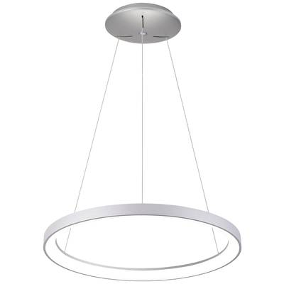 Moderne runde Pendelleuchte in Silber mit minimalistischem Design und dünner Aufhängung.