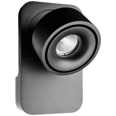 Schwarze, moderne LED-Wandleuchte mit zylindrischem Design, geeignet für Innenraumbeleuchtung.