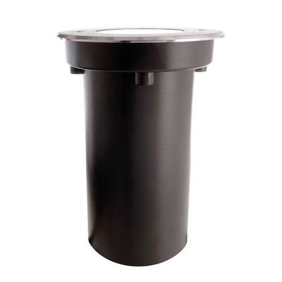 Ein schwarzes zylinderförmiges Objekt aus Metall. Es hat einen flachen Deckel oben und wird vermutlich als Halterung oder Behälter verwendet.