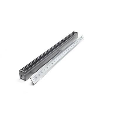 Ein länglicher LED-Lichtstreifen mit mehreren gleichmäßig angeordneten Glühbirnen, aus Metall gefertigt und in einem schmalen Gehäuse.