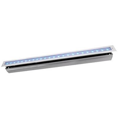 Ein langes LED-Licht mit mehreren blauen Leuchten in einem schlanken, silbernen Gehäuse, geeignet für dekorative oder funktionale Beleuchtung.
