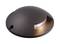 Ein flaches, rundes LED-Bodeneinbauleuchte in dunklem Gehäuse mit zwei Lichtöffnungen, zur Beleuchtung von Wegen oder Gärten.