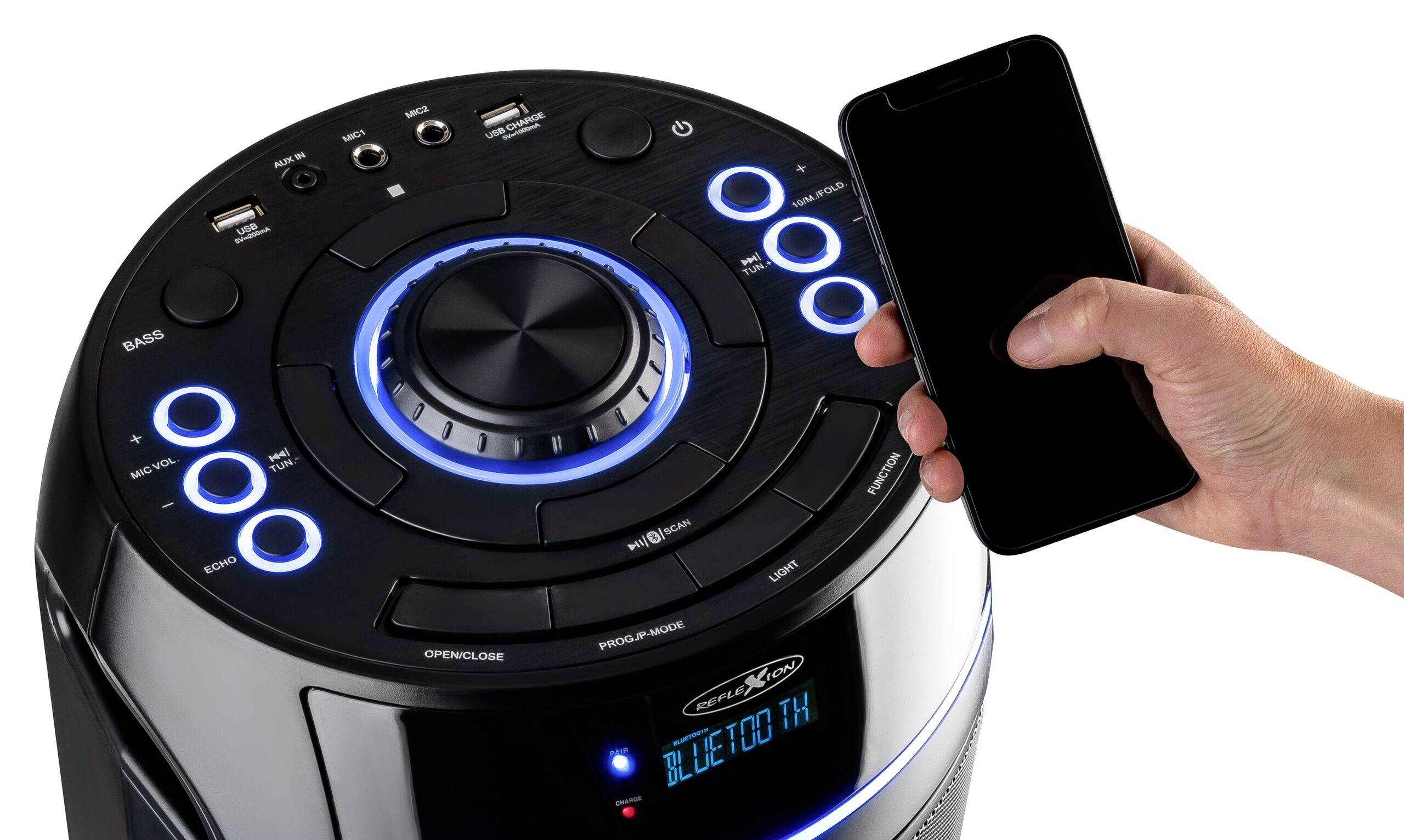 Reflexion PS10BTCD Bluetooth® Lautsprecher USB, AUX, CD-Wiedergabe Schwarz-4