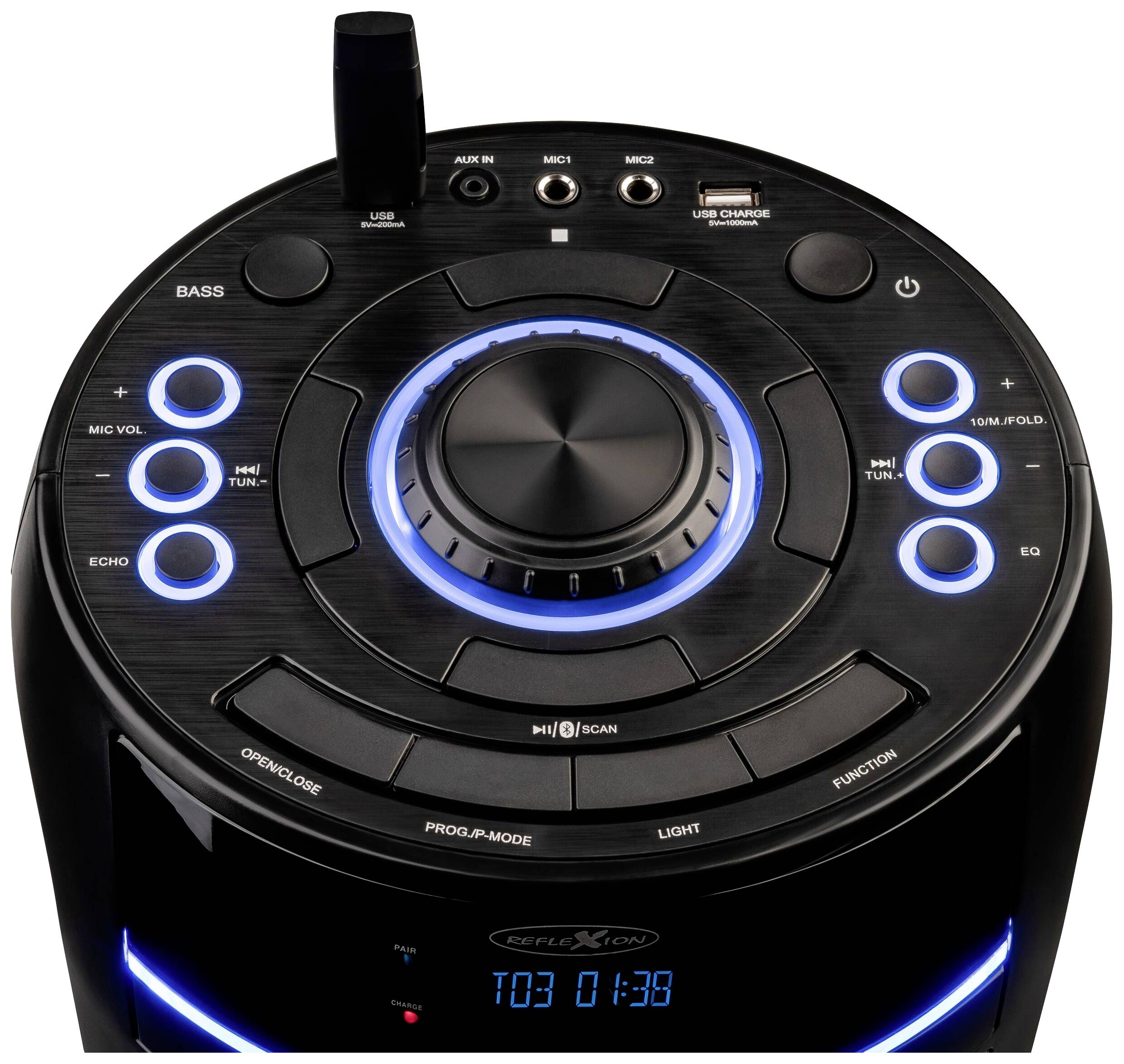 Reflexion PS10BTCD Bluetooth® Lautsprecher USB, AUX, CD-Wiedergabe Schwarz-1