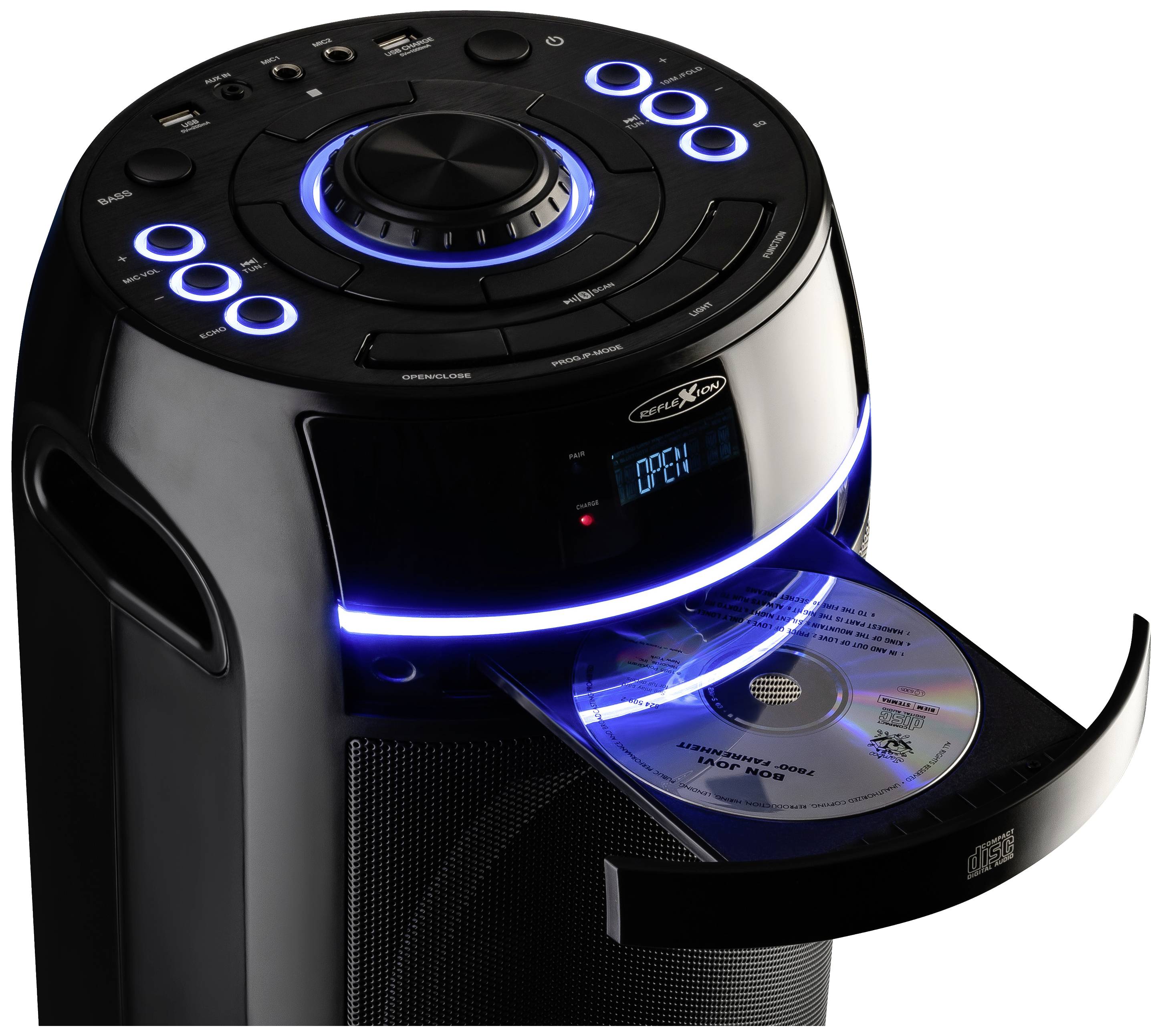Reflexion PS10BTCD Bluetooth® Lautsprecher USB, AUX, CD-Wiedergabe Schwarz-2