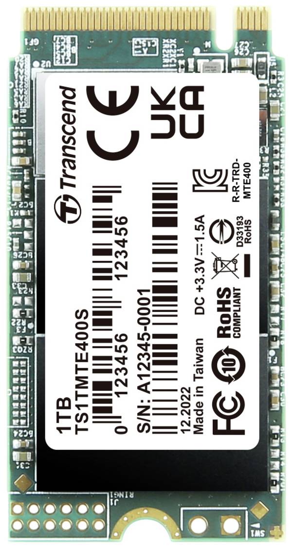 Transcend MTS400S 1 TB Interne M.2 PCIe NVMe SSD 2242 PCIe NVMe 3.0 x4 Retail TS1TMTE400S