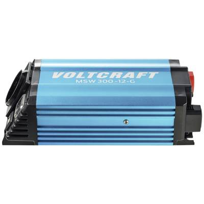 Ein blauer Spannungskonverter mit der Aufschrift 'VOLTCRAFT MSW 300-12-G'.