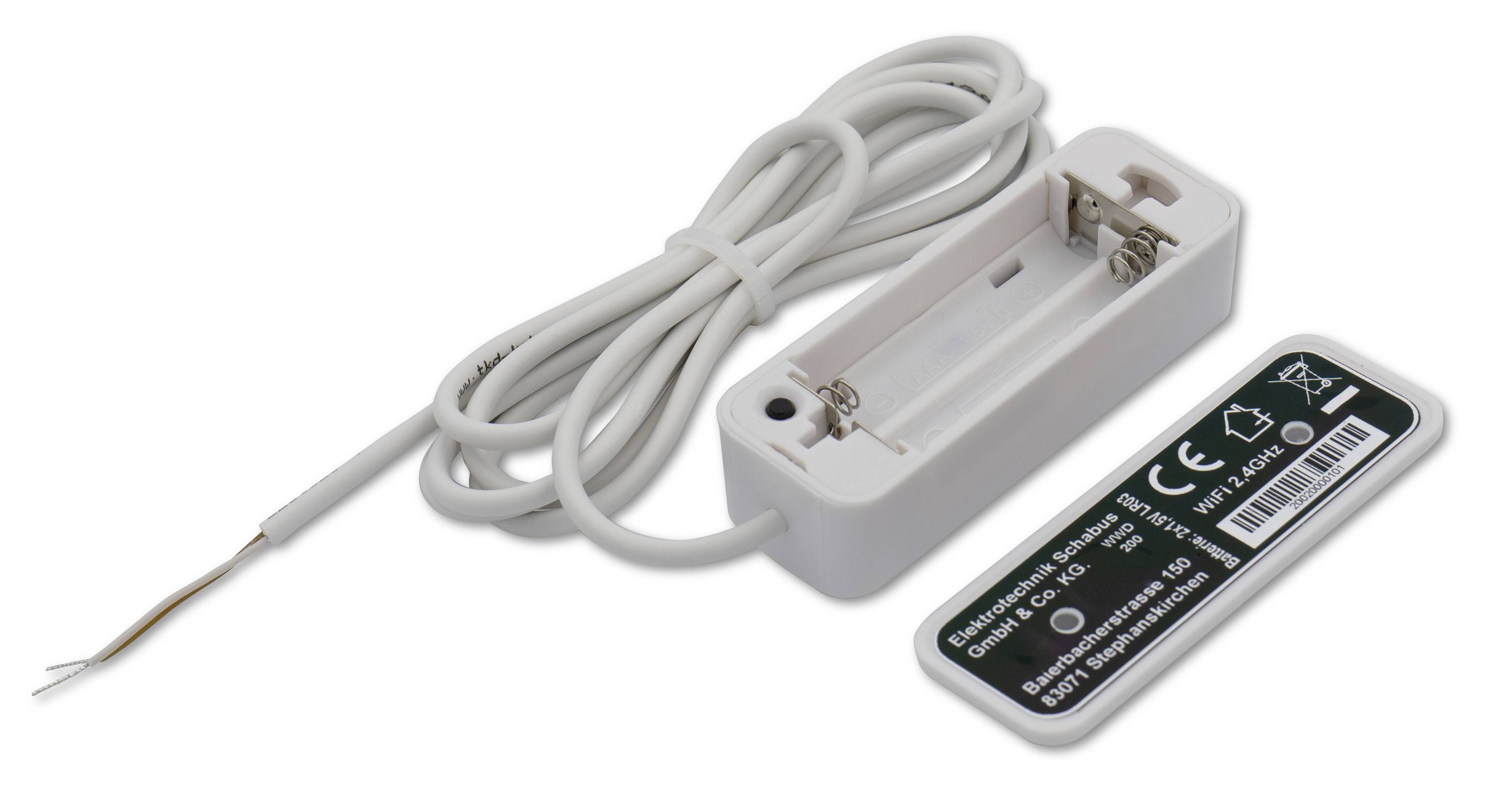 Batteriefach mit abnehmbarem Deckel und Kabel, geeignet für elektrischen Anschluss, auf weißem Hintergrund gezeigt.