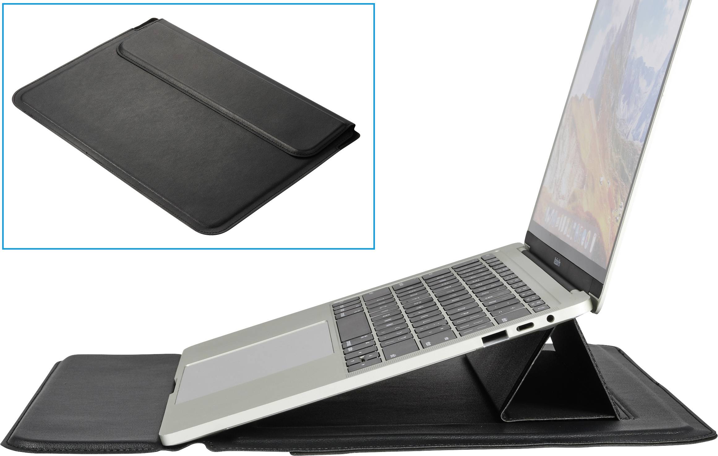 RENKFORCE Notebook Hülle Passend für maximal: 34,5 cm (13,6\") Schwarz integrierter Laptop-Sta
