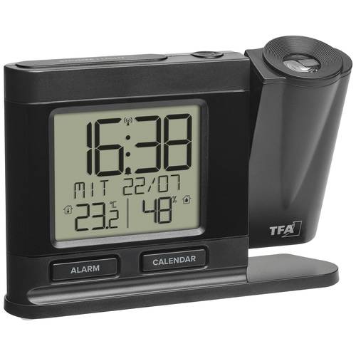 TFA Dostmann 60.5017.01 Funk Wecker Schwarz Alarmzeiten 1