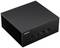 Schwarzer Mini-PC mit ASUS-Logo, mehreren USB-Anschlüssen und Stromtaste an der Vorderseite, kompakt und moderner Stil.