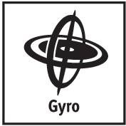 'Ikon eines Gyroskops, bestehend aus drei Ringen, die sich um eine zentrale Achse schlingen. Unten steht der Text "Gyro".'