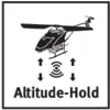 Ein Helikopter mit einem Symbol für Höhenhaltung und dem Text 'Altitude-Hold'. Dies zeigt die Fähigkeit des Helikopters, die Flughöhe automatisch zu halten.