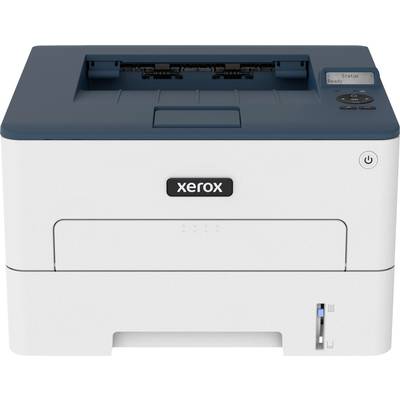 Ein Desktop-Laserdrucker mit dem Markennamen XEROX auf der Vorderseite, blauer Abdeckung und wenigen Bedienelementen rechts oben.
