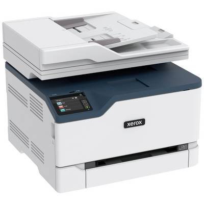 Ein moderner, weißer Xerox-Drucker mit Scanner und Display, geeignet für Büroanwendungen.