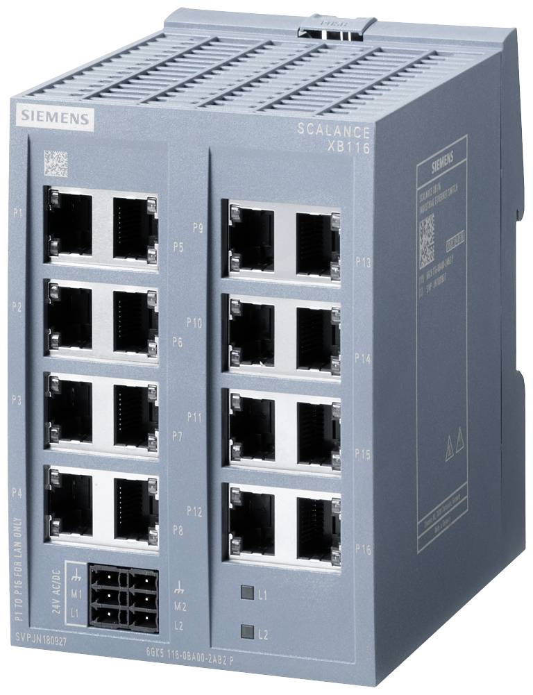 SIEMENS SCALANCE 6GK5116-0BA00-2AB2 XB116 unmanaged Switch, 16x 10/100 Mbit