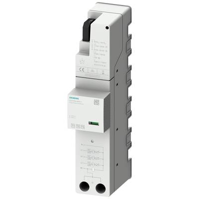 Ein grauer Siemens Überspannungsschutzgerät, Typ 3NW7, mit schwarzen und grünen Markierungen. Verwendet zur elektrischen Sicherung.