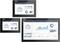 Drei Bildschirme zeigen Dashboards mit kreisförmigen und linearen Grafiken, Zahlen und Messdaten, die technische Informationen darstellen.