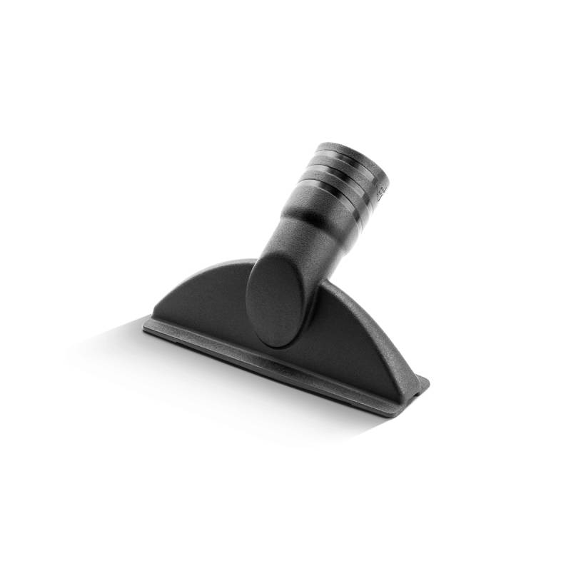 Zubehörteil für einen Staubsauger in schwarz, speziell eine praktische Bodendüse, die für das Reinigen von Teppichen oder Hartböden geeignet ist.