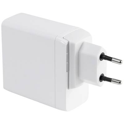 Ein weißes Netzteil mit europäischem Stecker, geeignet für Ladegeräte.