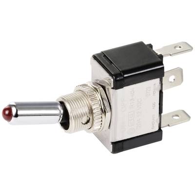 Ein Kippschalter mit Metallhebel und roten Akzent, geeignet für elektrische Anwendungen.