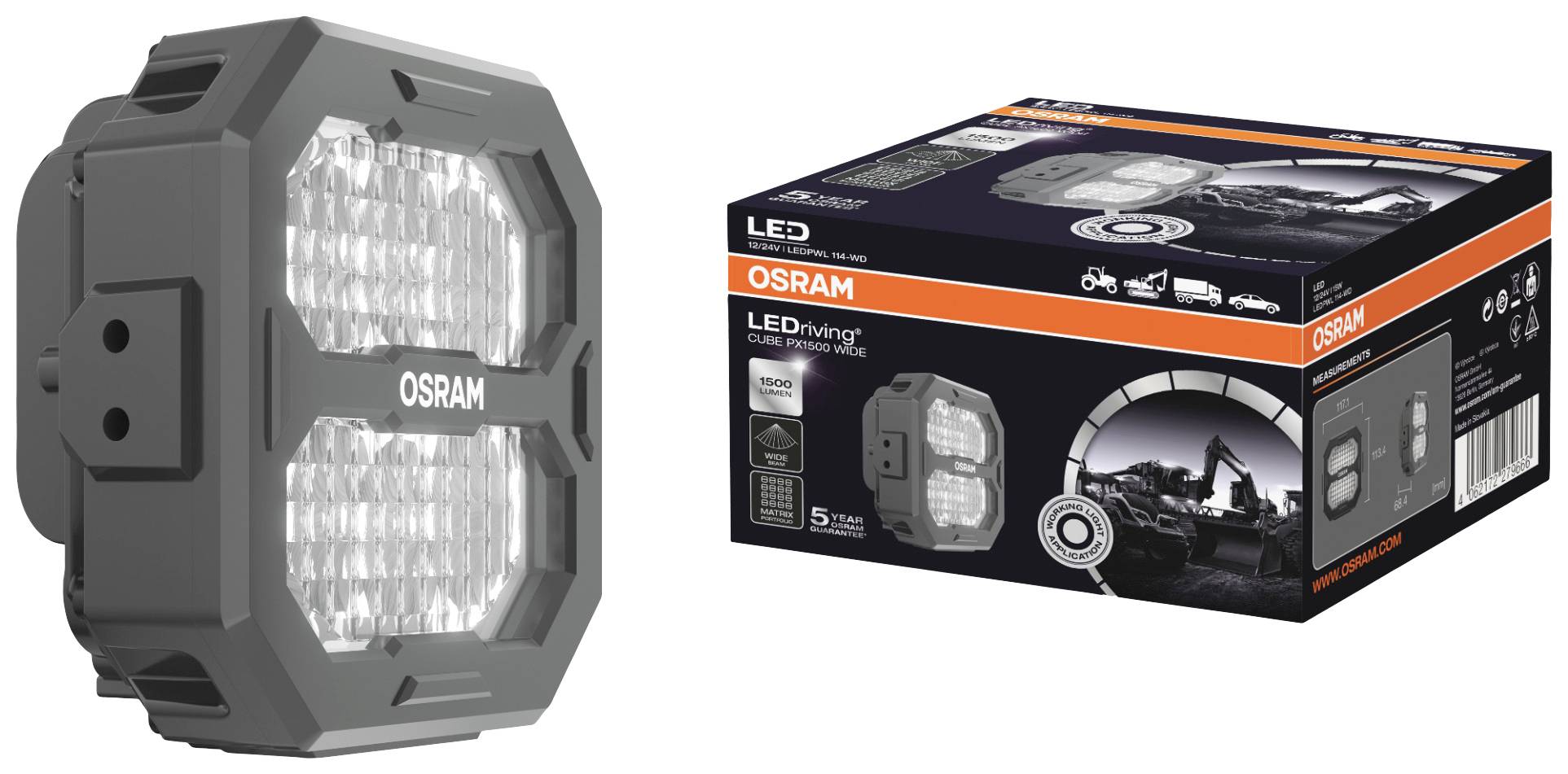 Arbeitsscheinwerfer LED 15W geschraubt 6.000K 1.500lm OSRAM Cube PX Wide Beam-1